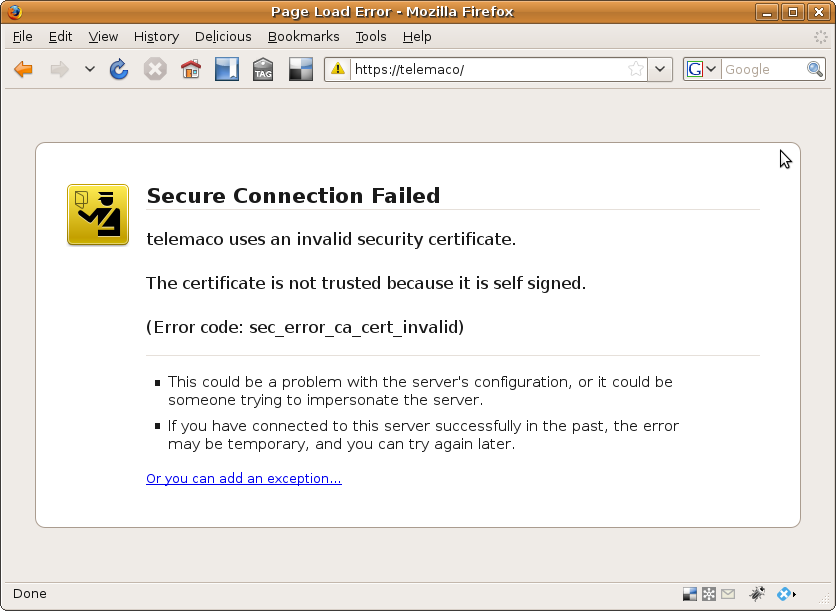 Firefox: Secure Connection Failed 2